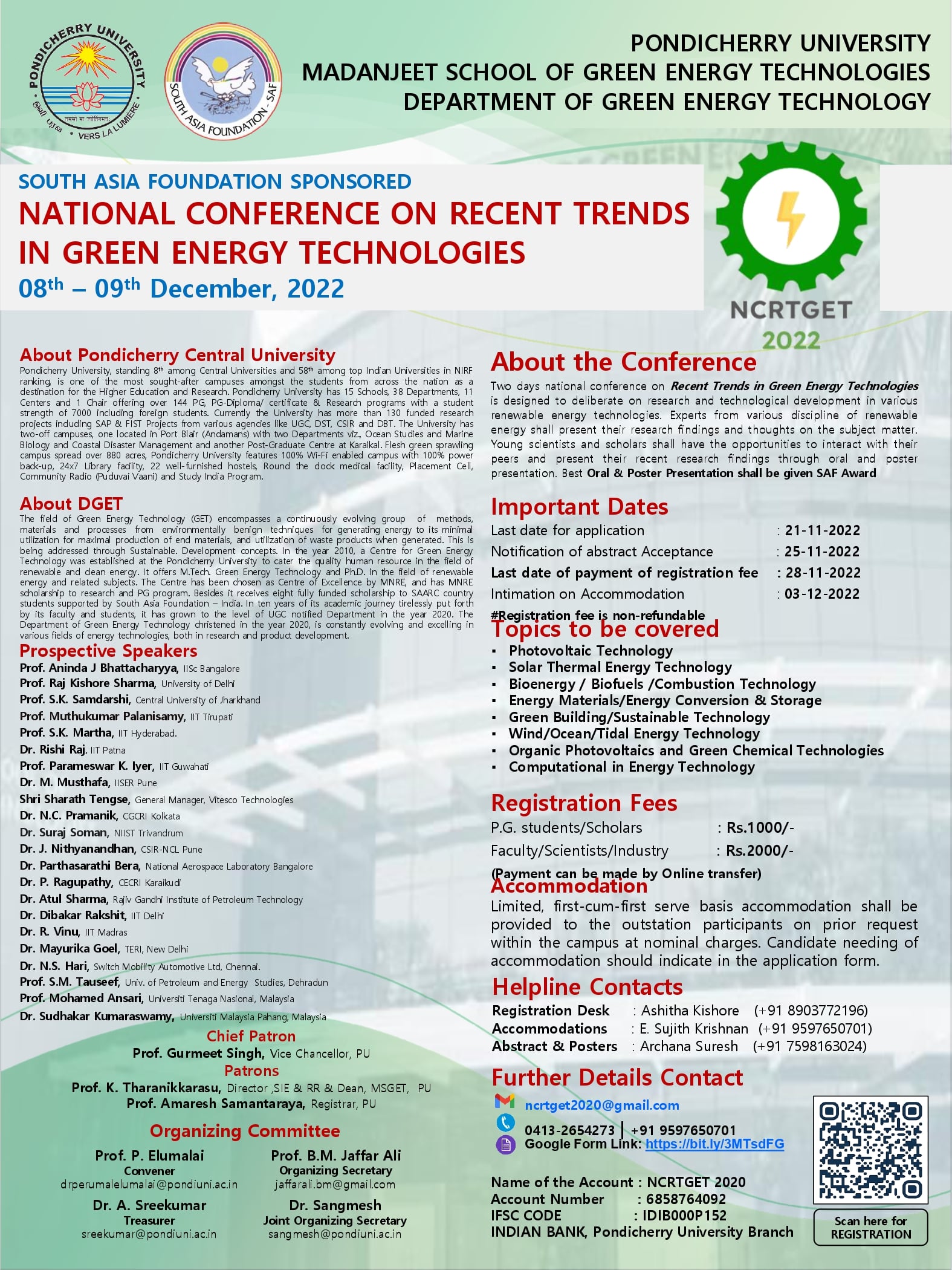 National Conference on Recent Trends in Green Energy Technologies - 2022